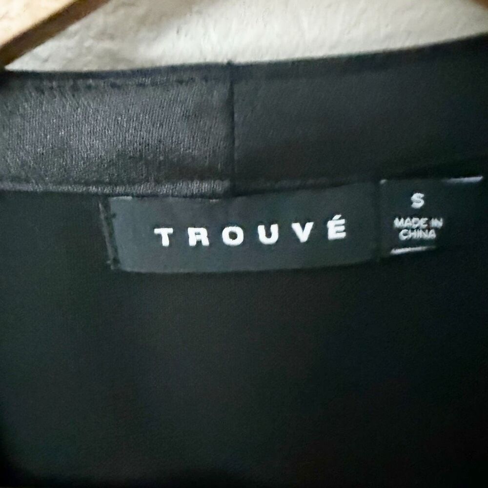 TROUVE | Black Leather-Look Tank‎ Sleeveless Blouse Sheer Bottom | Size Small - Picture 4 of 6